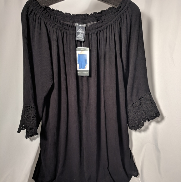 Chelsea & Theodore Tops - Chelsea & Theodore blouse. Black Gauze. Size L